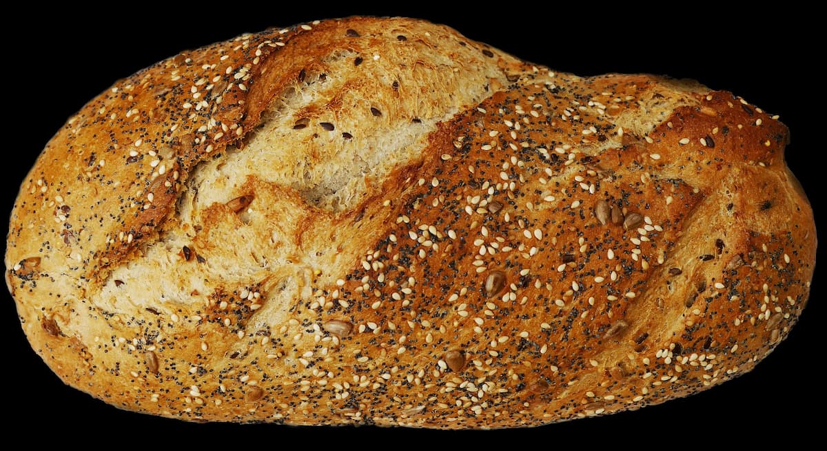 Pão fermentado com semente de linhaça.