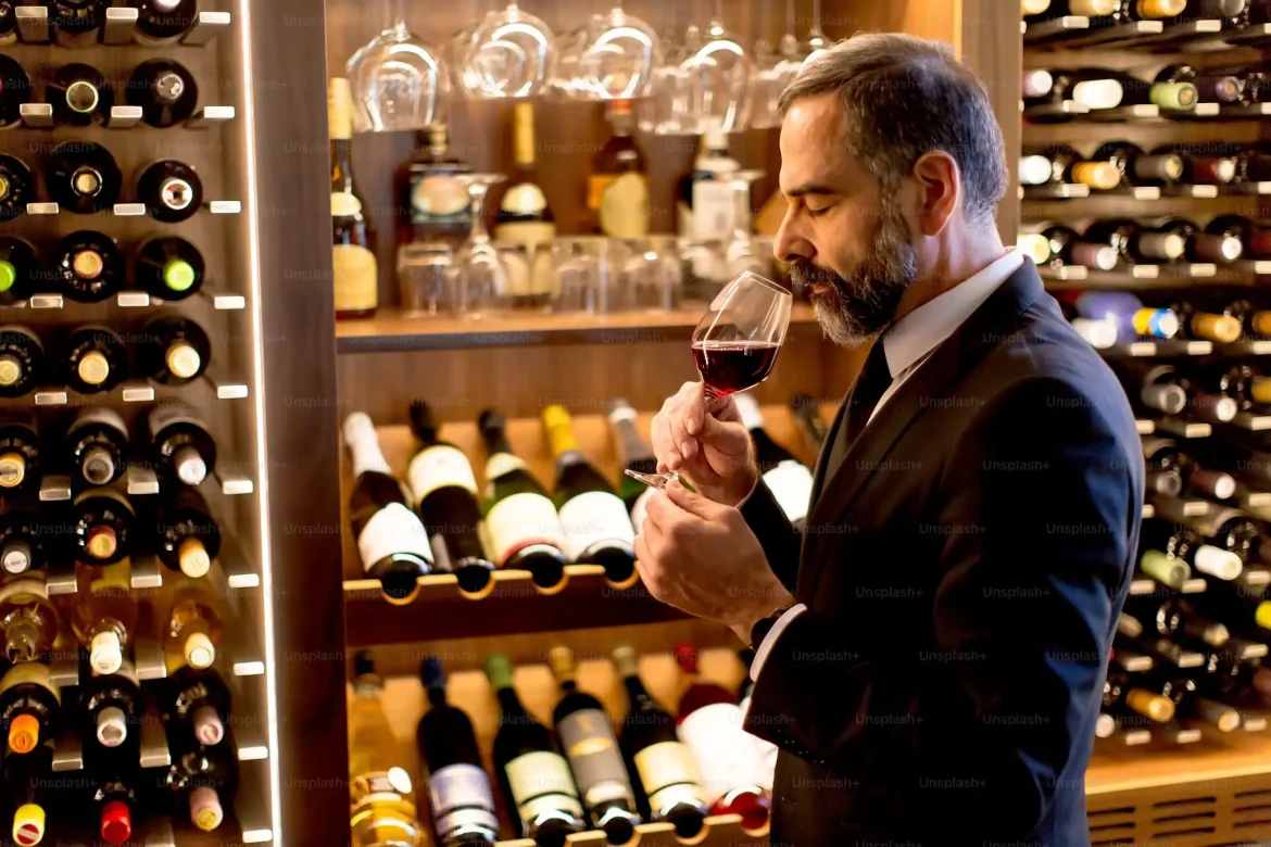 imagem de um homem degustando um vinho
