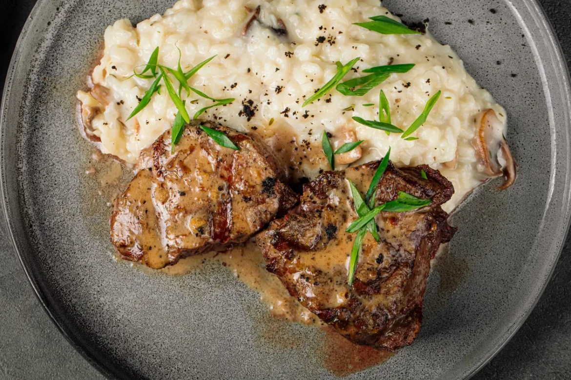 Foto do risoto de brie e filet mignon